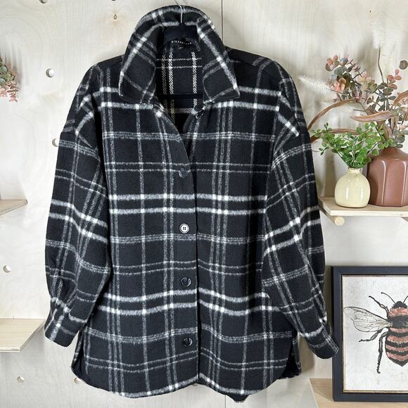 GIBSON LOOK Shacket Black Plaid SZ M Relaxed Fit Shirt Jacket - Picture 1 of 8